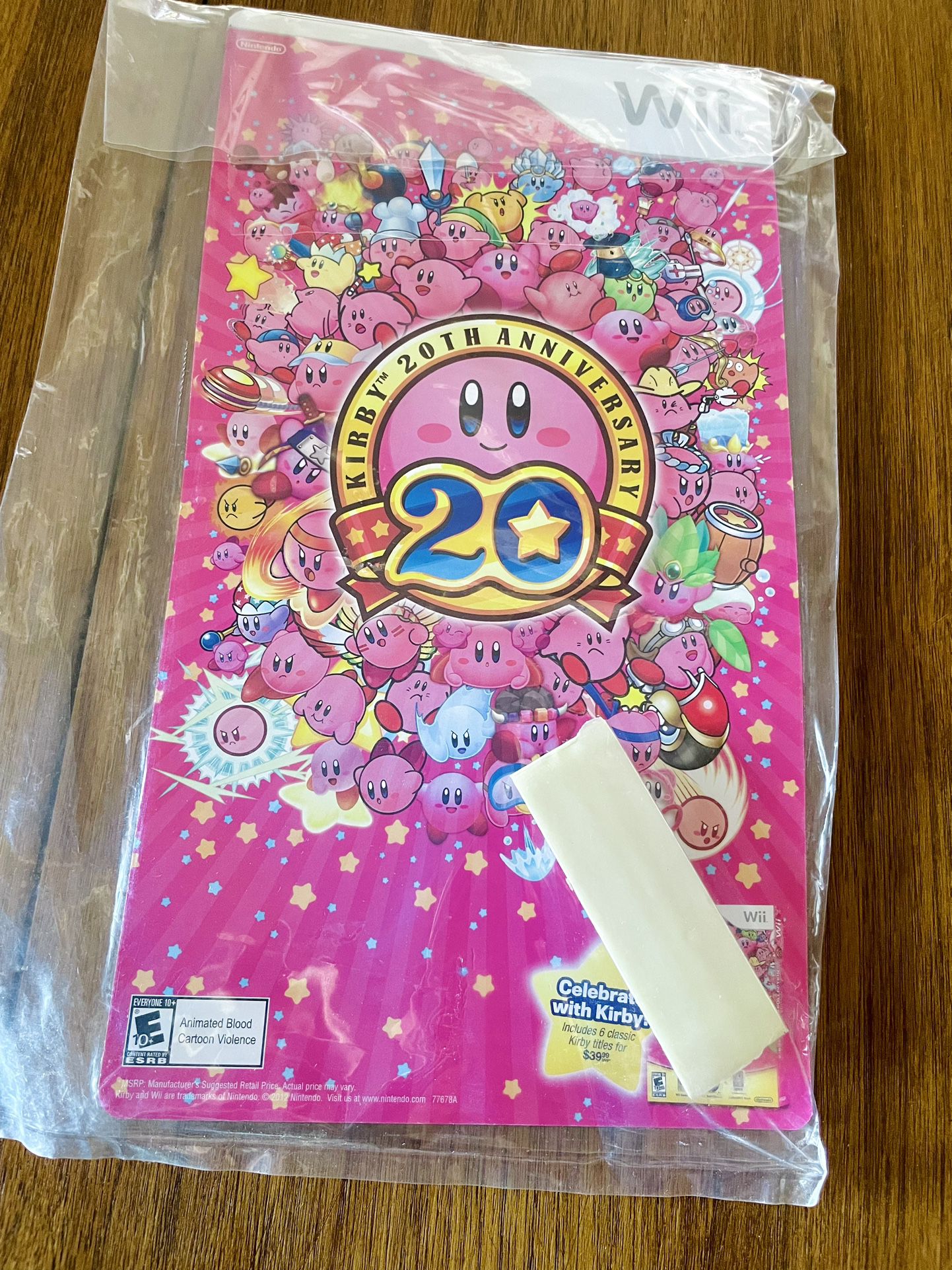 Nintendo Wii Kirby 20th Anniversary Promo clip On Shelf Display New in package