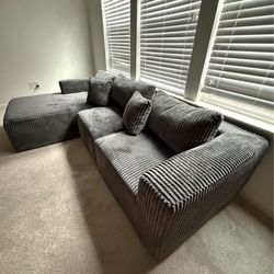 Dark Gray Boneless Couch With Chaise 