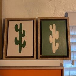 2 Small Framed Cactus Paintings