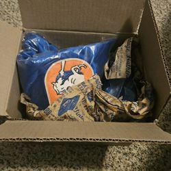 DENVER BRONCOS BLUE SATIN JACKET WINDBREAKER FELT PATCHES HIGH QUALITY 