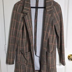 LULAROE Multicolored Houndstooth Plaid Open Front Long Blazer Size Small