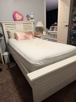 White Wood Twin Bed Frame