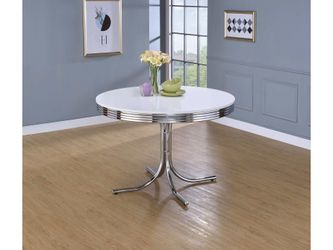 Retro White & Chrome Round Dining Table
