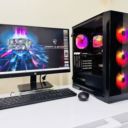 NEW ASROCK Gaming PC 8 Core I7 @2,8GHz. NVIDIA GTX 750TI. 256G M2/1T HDD, 16G DDR4, USB3  WIFI, Bluetooth. C-Port. 500W PSU, 24”Monit. Keyb/Mou. Win11