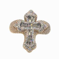 Men’s 10k Yellow Gold Diamond 2.30 CTW Iced Out Cross Ring Size 10 GP3105561