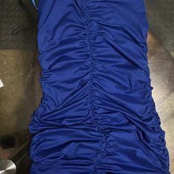 Long Blue Scrunched Dress
