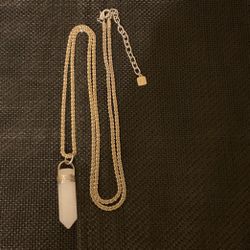 36” Goldtone Necklace With Genuine Crystal Pendant,by Max And Zoe