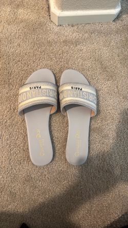 CHRISTIAN DIOR SLIDES SLIPPER GREY BABY BLUE