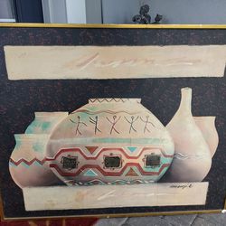 Massive Over 5 Feet Wide Art Work Indian Pottery Painting