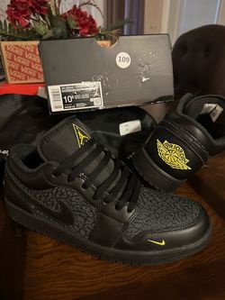 Air Jordan 1 Low Black Yellow Elephant Print
