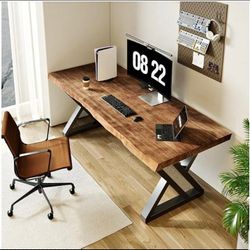 Solid Wood Desk 55 inches Wide Home Office Desk,