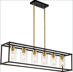 HCCZ
Modern Black & Brushed Gold Rectangular Pendent Light Fixture with 6 Lights