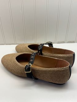 Woven Mary Jane Flats with Black Strap