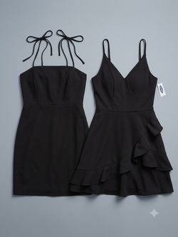 New Size Small Black Dresses Ruffle Tie Strap Set