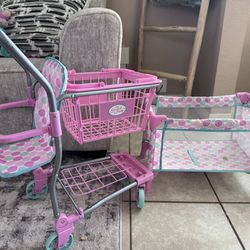 Baby Doll Crib And Stroller/basket 