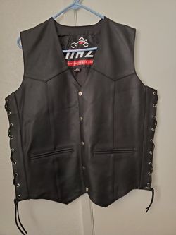Cowheid Leather vest with Leather Lacese
