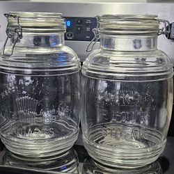 2 Cracker Barrel Style Vintage 3 Quart Jars