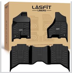 2013 - 2018 Dodge Ram 1500 / 2500 / 3500 Crew Cab, 2019-2024 Ram 1500 Classic Crew Cab 4 Full Size Doors All Weather Floor Mats Black 