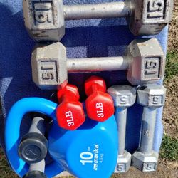 (YES STILL AVAILABLE) Dumbbells and Kettlebell 