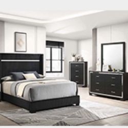4- Pc Bedroom set Dresser,Mirror  Nightstand (1) Queen size bed frame  Not including Mattress and Box Sp