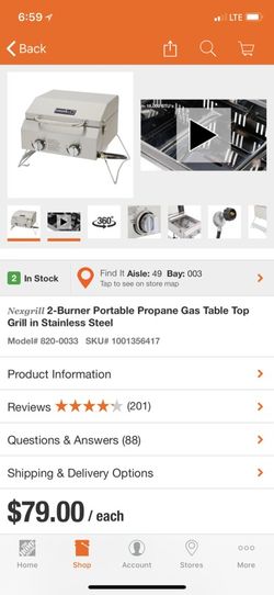 2 burner portable propane gas table top