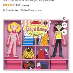 Melissa & Doug Abby and Emma Deluxe Magnetic Wooden Dress-Up Dolls Play Set 