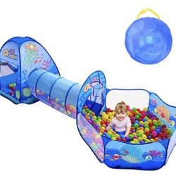 60 pieces NEW 3PC Kids Play Tent with Ball Pit, Play Tunnel, Basketball Hoop $36.99 Value each