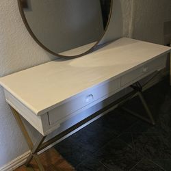 Desk Vanity entry way table with electric cord