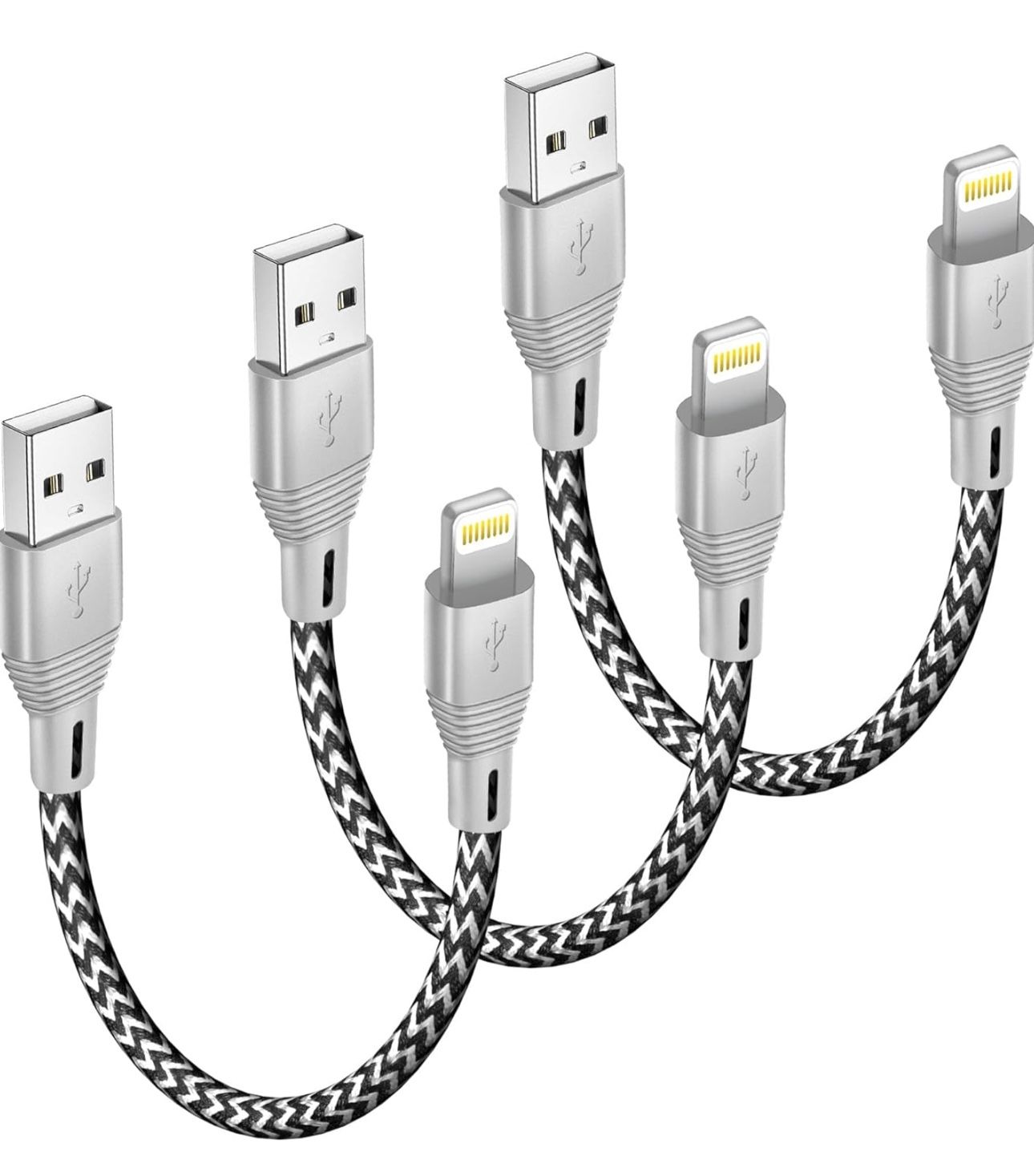 Short iPhone Charging Cable, 1ft 3Pack [Apple Approved Fast Phone USB Charging] Braided Short iPhone Charger Cord Lightning Cable for iPhone 14/13/12/
