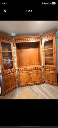 3 piece wooden hutch