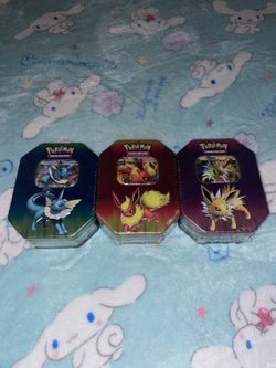 2019 Pokemon TCG Elemental Powers Tin SET - Jolteon GX, Vaporeon GX, Flareon GX