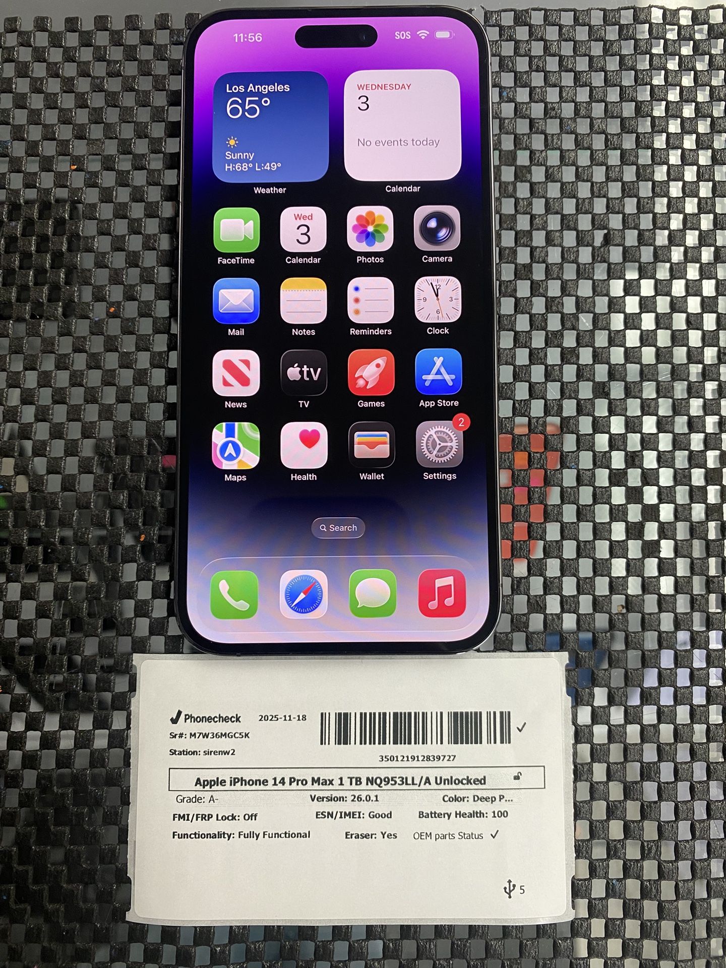 Unlocked Apple iPhone 14 Pro Max 1TB 1 Terabyte 100% BH
