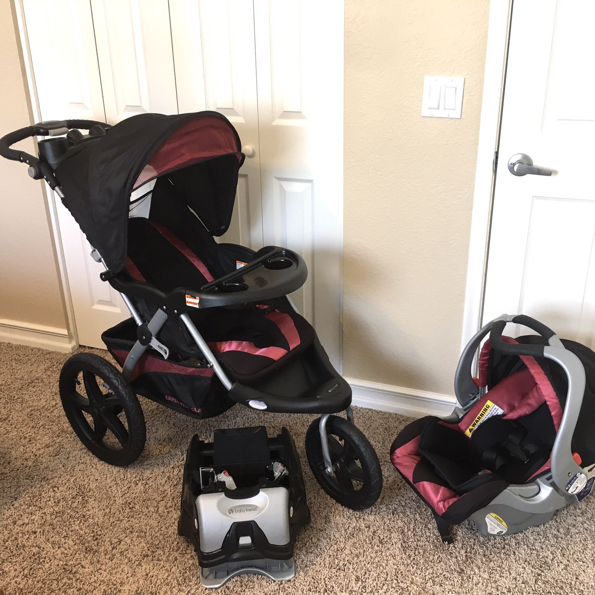 Babytrend Expedition GLX Jogger Stroller, Car seat, and Base