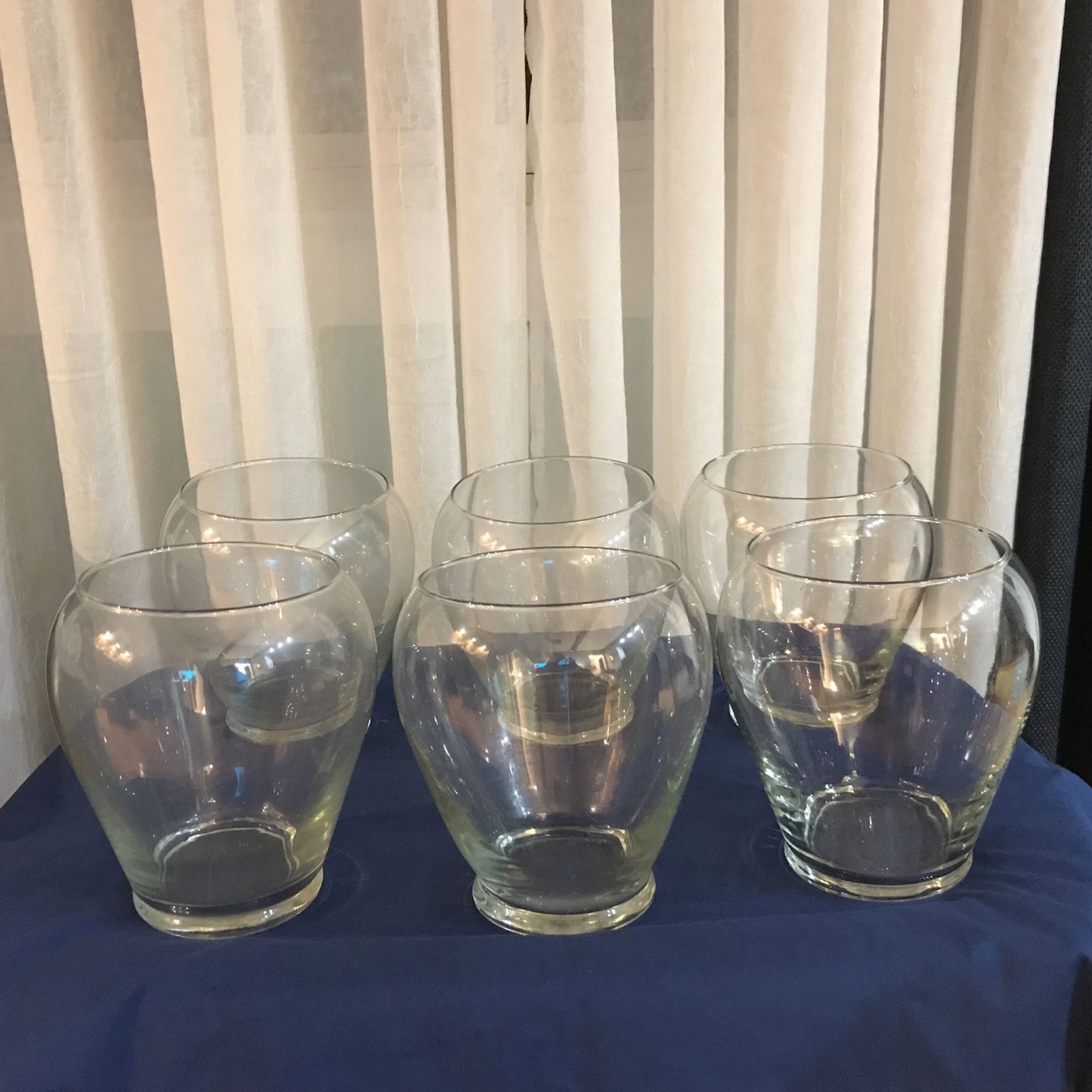 Clear  Glass Vases 8 inch Tall ...heavy  6 For 10.00