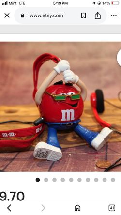 M&M's Radio Candy Groovy Red AM/FM Radio w Headphones, 1995 B92-10-19