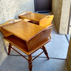 RARE 1950's VINTAGE COLUMBIA MFG. CO. PAIR OF 2 TIERED END TABLES. EXCELLENT CONDITION! SOLID!