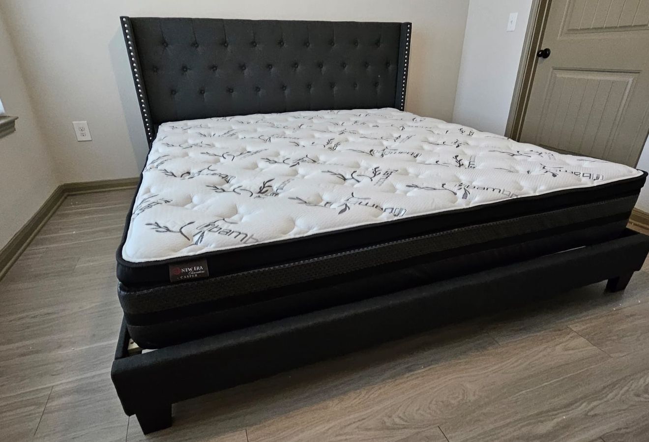 New King Size Bed Frame + Pillow Top Mattress