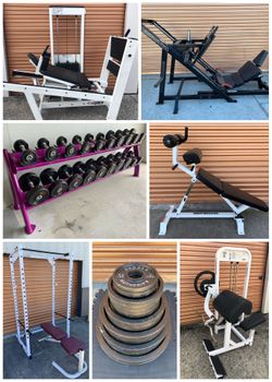 Leg Press, Olympic Weight Plate, Ab Bench, Squat / Power Rack, Dumbbell, Bicep/ Preacher Curl, Gym