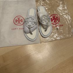 Tory Burch sandals white sparkle