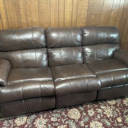 Reclining Leather Sofa Couch 