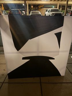 Large Black and White Abstract Canvas Painting