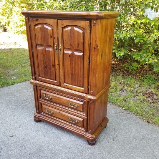 Vintage Wood Gentleman's Chest Armoire Dresser Cabinet
