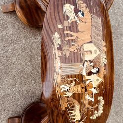 3 Pieces Inlay Indian Small Table And Frame