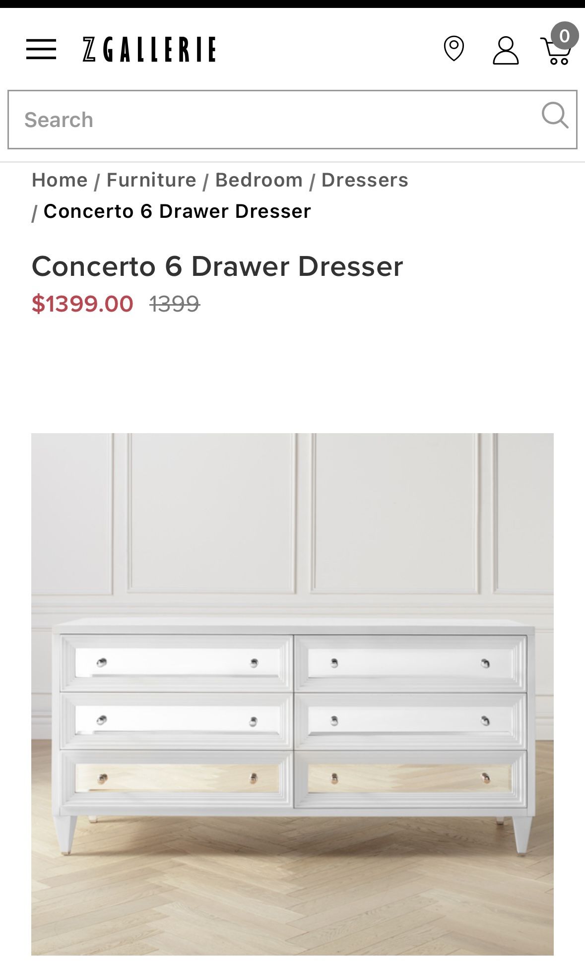 Z Gallerie White Mirrored Bedroom Furniture