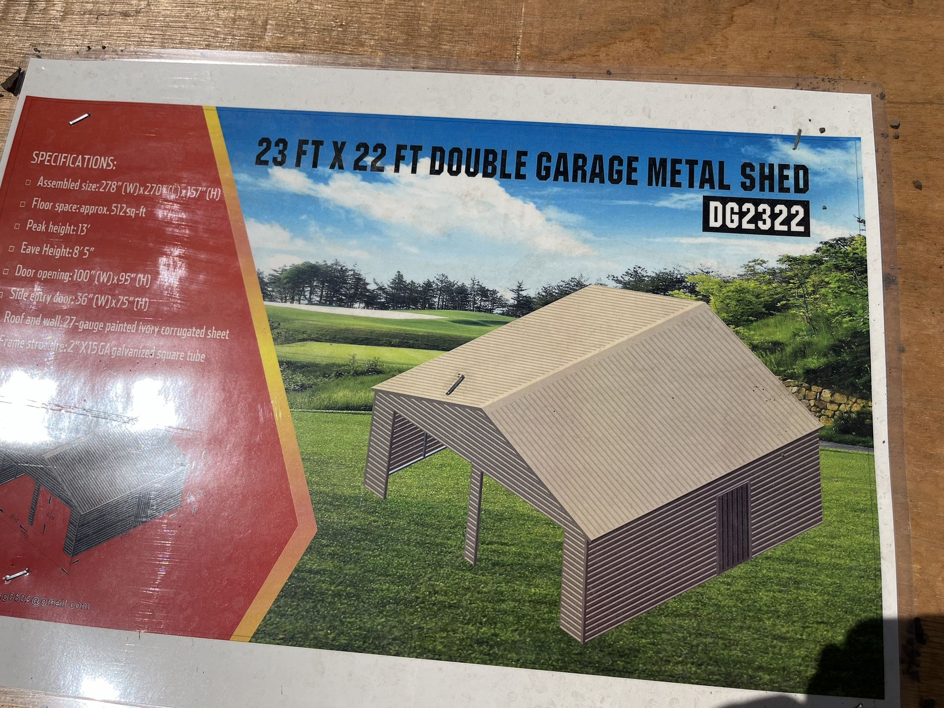 23’ x 22’ Double Garage Building, New in Crate
