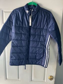 Adidas Puffer Jacket  - Womens Blue 3 Stripes Logo A571  - Sz S