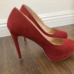 Forever 21 Red Stiletto Platform Heels Y2K Cosplay Club Party Size 7 .5 Shoes