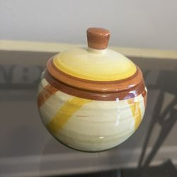 Vintage Vernonware "Homespun" Covered Sugar Bowl - 1950s