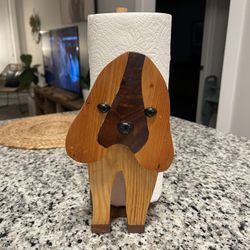 Wooden Doggy Paper Towel Holder 
