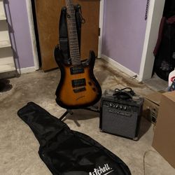 Used Mitchell Electric Guitar, Amp and Guitar Stand Set